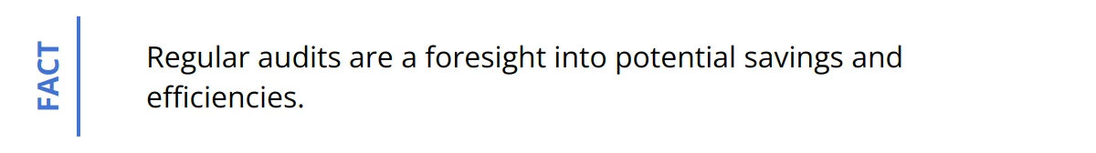 Fact - Regular audits are a foresight into potential savings and efficiencies.